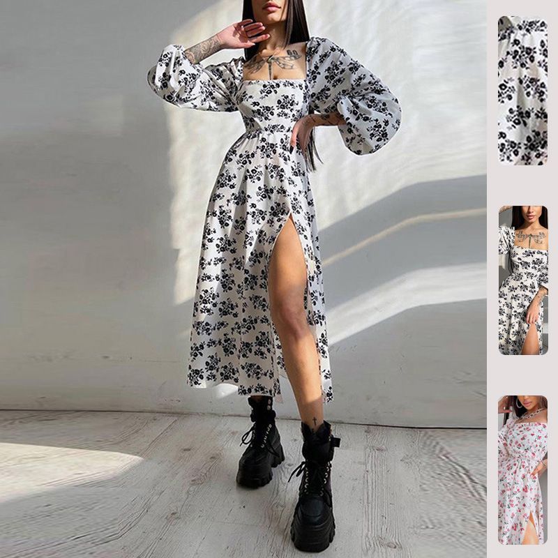 Hong Hao Women Printed Backless Long Dress Spring 2026 White 3XL