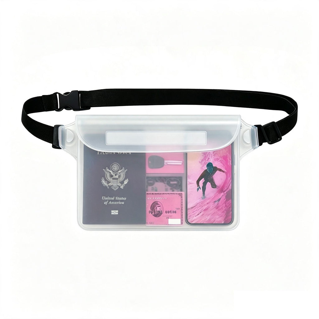 Waterproof PVC Waist Bag with Touchscreen Compatible Pouch for Skiing, Surfing, Diving, Beach Trips, Kayaking and Outdoor Snow Sports, Keeping Phone, Cards, Keys and Cash Dry and Secure (Blue)