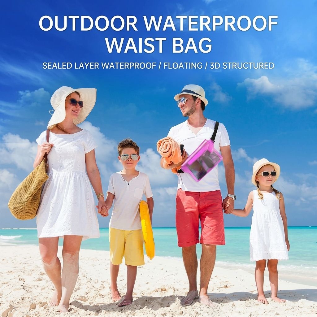 Waterproof PVC Waist Bag with Touchscreen Compatible Pouch for Skiing, Surfing, Diving, Beach Trips, Kayaking and Outdoor Snow Sports, Keeping Phone, Cards, Keys and Cash Dry and Secure (Cyan)