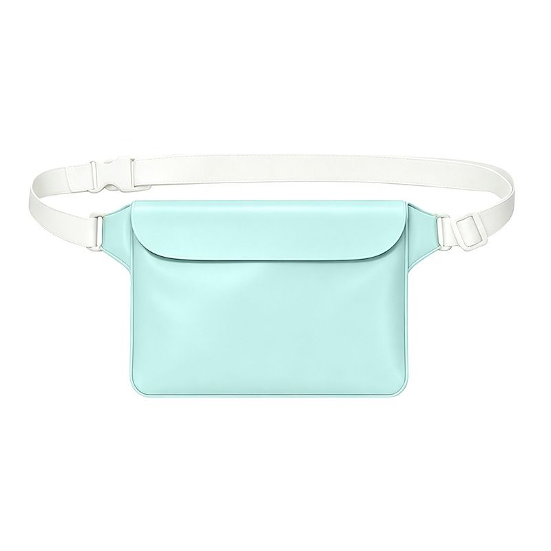 Waterproof PVC Waist Bag with Touchscreen Compatible Pouch for Skiing, Surfing, Diving, Beach Trips, Kayaking and Outdoor Snow Sports, Keeping Phone, Cards, Keys and Cash Dry and Secure (Cyan)