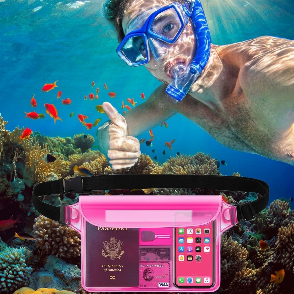 Waterproof PVC Waist Bag with Touchscreen Compatible Pouch for Skiing, Surfing, Diving, Beach Trips, Kayaking and Outdoor Snow Sports, Keeping Phone, Cards, Keys and Cash Dry and Secure (Mint)