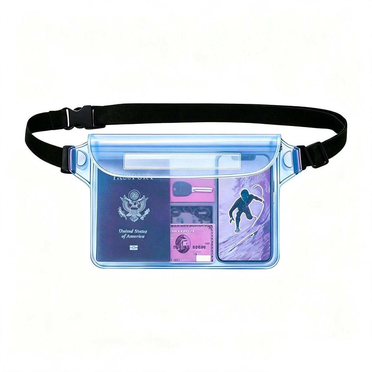 Waterproof PVC Waist Bag with Touchscreen Compatible Pouch for Skiing, Surfing, Diving, Beach Trips, Kayaking and Outdoor Snow Sports, Keeping Phone, Cards, Keys and Cash Dry and Secure (Mint)