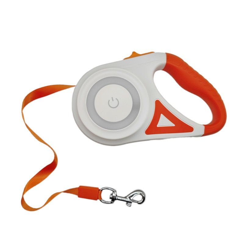 Illuminated Retractable Dog Leash with Touch-Control Brake, RGB Light & Anti-Slip Handle – Orange, 5M (16.4ft)