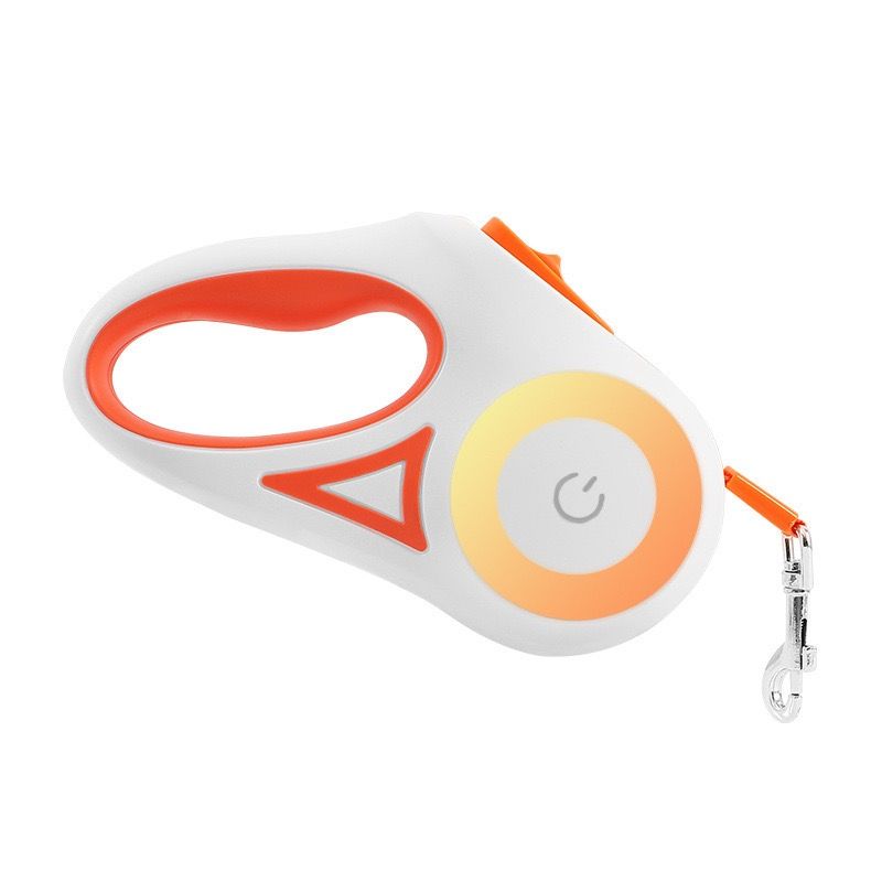 Illuminated Retractable Dog Leash with Touch-Control Brake, RGB Light & Anti-Slip Handle – Orange, 5M (16.4ft)