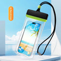 Waterproof Phone Pouch with Adjustable Lanyard, Touch-Sensitive Transparent Dry Bag for Swimming, Diving, Surfing, Hot Springs and Water Park Activities, Fits Most Smartphones (Black&Green)