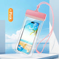 Waterproof Phone Pouch with Adjustable Lanyard, Touch-Sensitive Transparent Dry Bag for Swimming, Diving, Surfing, Hot Springs and Water Park Activities, Fits Most Smartphones (Pink)