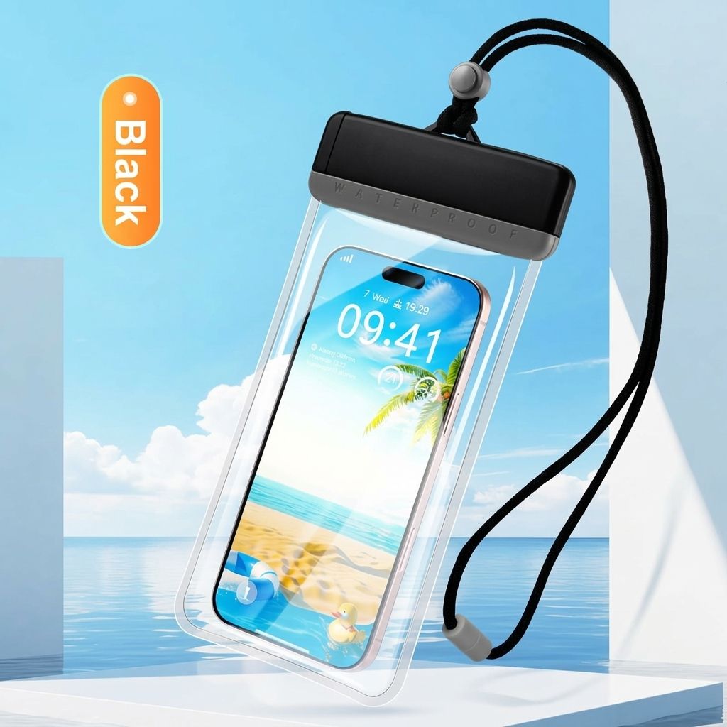 Waterproof Phone Pouch with Adjustable Lanyard, Touch-Sensitive Transparent Dry Bag for Swimming, Diving, Surfing, Hot Springs and Water Park Activities, Fits Most Smartphones (Pink)