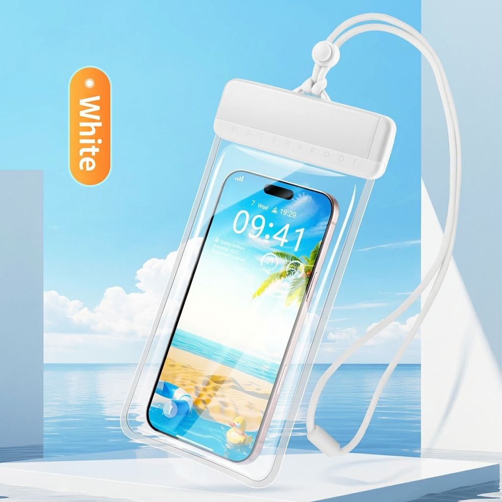 Waterproof Phone Pouch with Adjustable Lanyard, Touch-Sensitive Transparent Dry Bag for Swimming, Diving, Surfing, Hot Springs and Water Park Activities, Fits Most Smartphones (Pink)