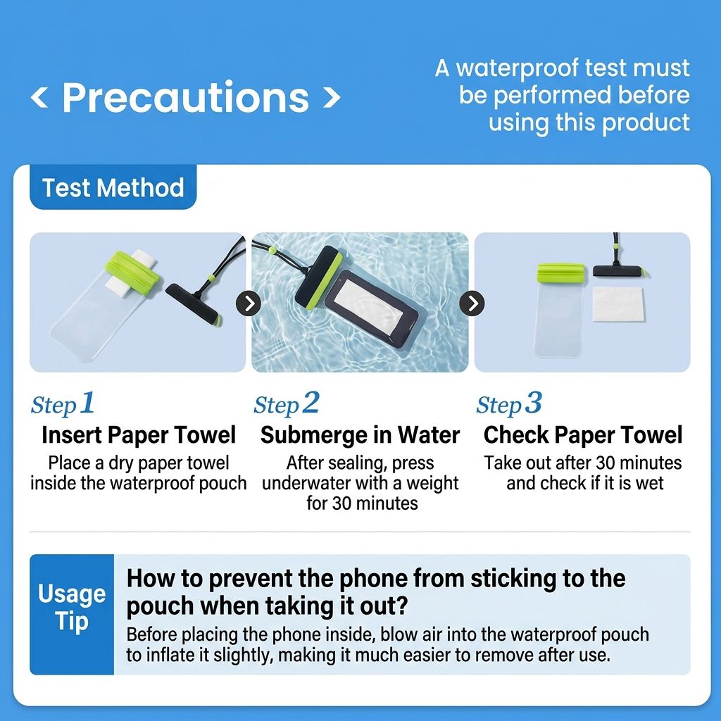 Waterproof Phone Pouch with Adjustable Lanyard, Touch-Sensitive Transparent Dry Bag for Swimming, Diving, Surfing, Hot Springs and Water Park Activities, Fits Most Smartphones (White)