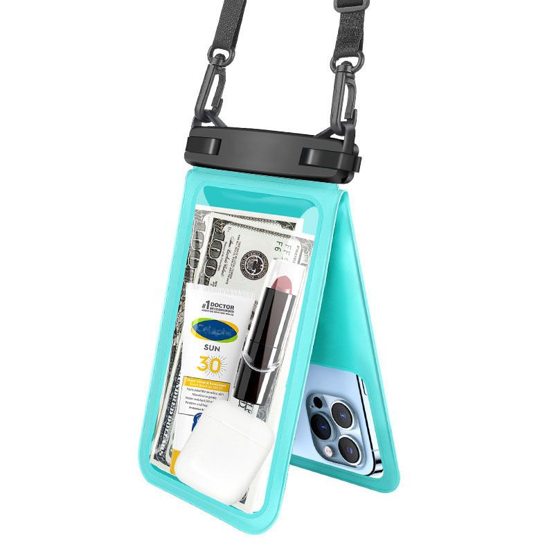Waterproof Phone Pouch Dual Compartment IPX8 Floating Dry Bag with Adjustable Lanyard for Beach Swimming Snorkeling Surfing Boating Kayaking and Outdoor Water Sports (L, Black)