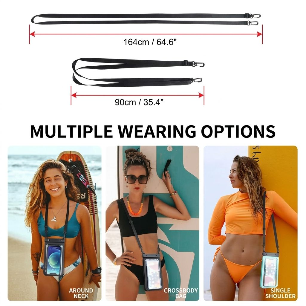 Waterproof Phone Pouch Dual Compartment IPX8 Floating Dry Bag with Adjustable Lanyard for Beach Swimming Snorkeling Surfing Boating Kayaking and Outdoor Water Sports (L, Mint)