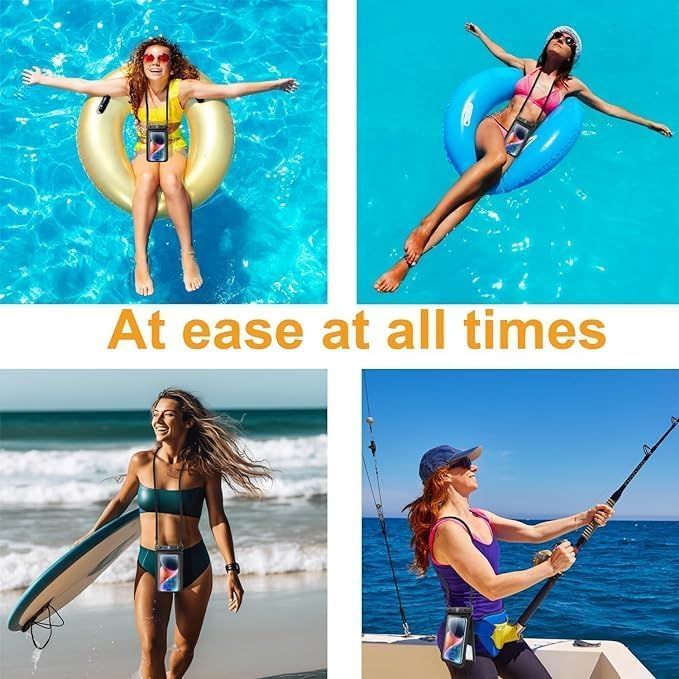 Waterproof Phone Pouch Dual Compartment IPX8 Floating Dry Bag with Adjustable Lanyard for Beach Swimming Snorkeling Surfing Boating Kayaking and Outdoor Water Sports (M, Mint)