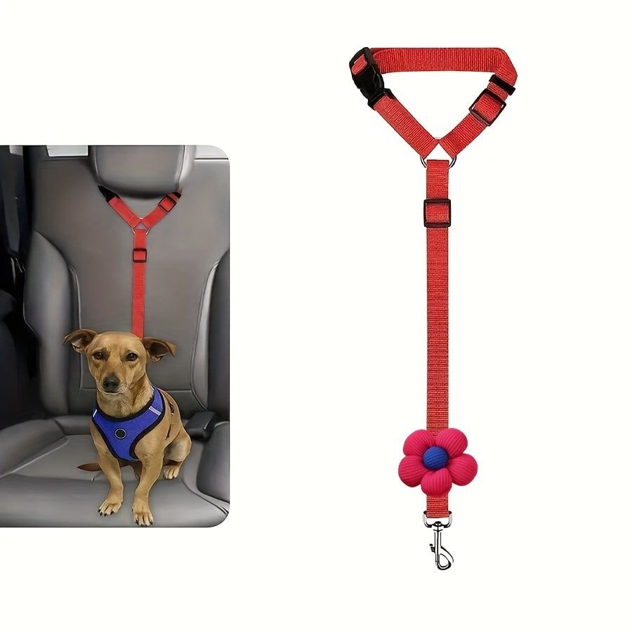 Adjustable Dog Car Seat Belt with Zinc Alloy Hook – Pet Vehicle Safety Restraint for Small to Large Dogs, Black