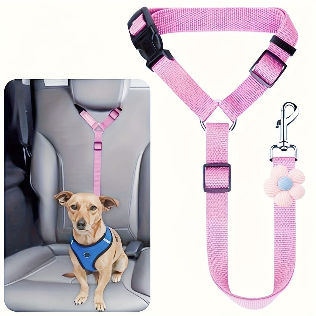 Adjustable Dog Car Seat Belt with Zinc Alloy Hook – Pet Vehicle Safety Restraint for Small to Large Dogs, Black
