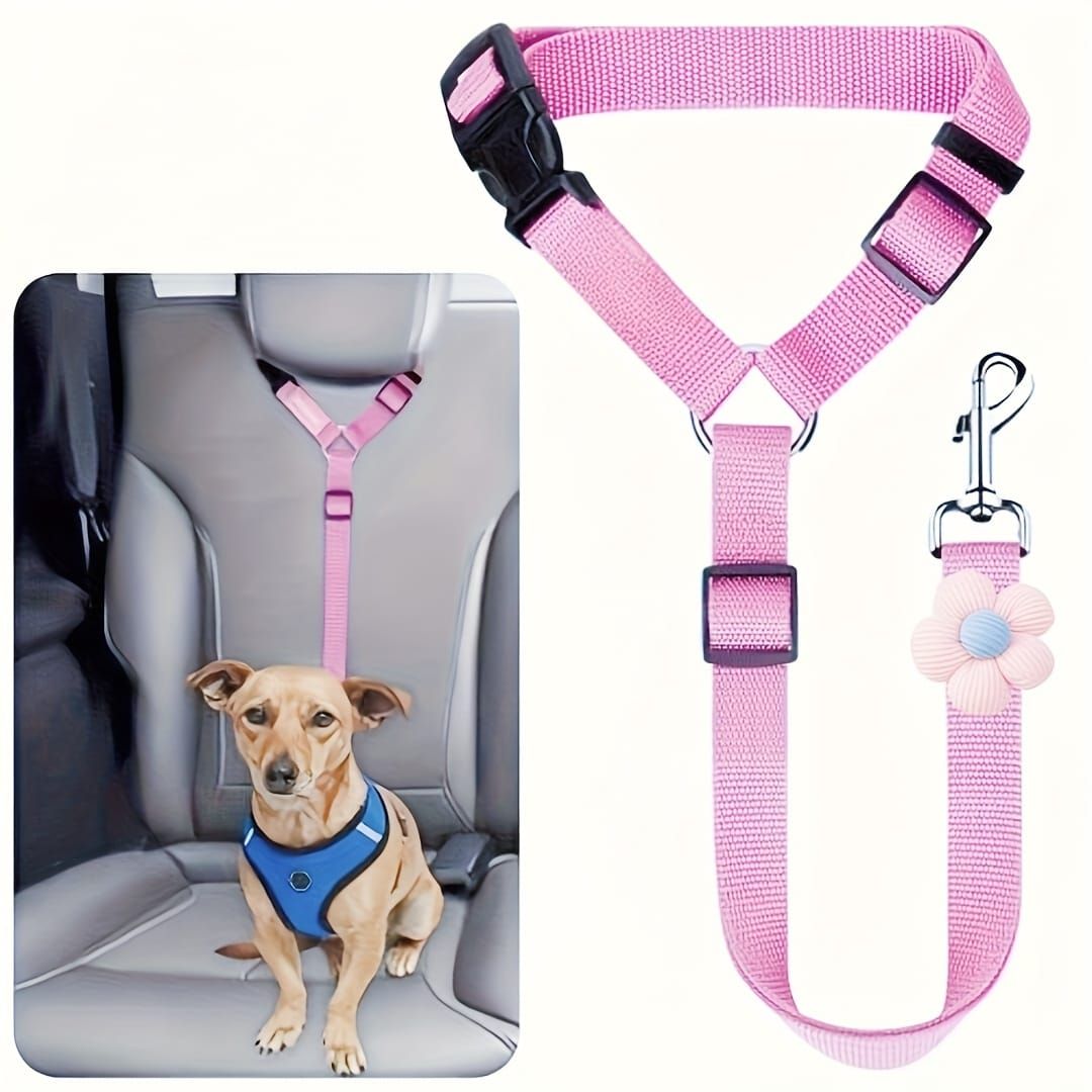 Adjustable Dog Car Seat Belt with Zinc Alloy Hook – Pet Vehicle Safety Restraint for Small to Large Dogs, Black
