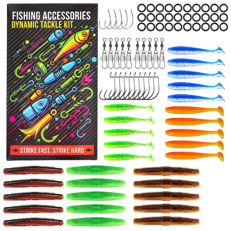Outdoor lure fishing hook soft bait box,86pcs