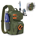 Fishing Sling Bag for Anglers, Perfect for Remote Fishing Adventures, Hiking, Kayaking (Olive Green)
