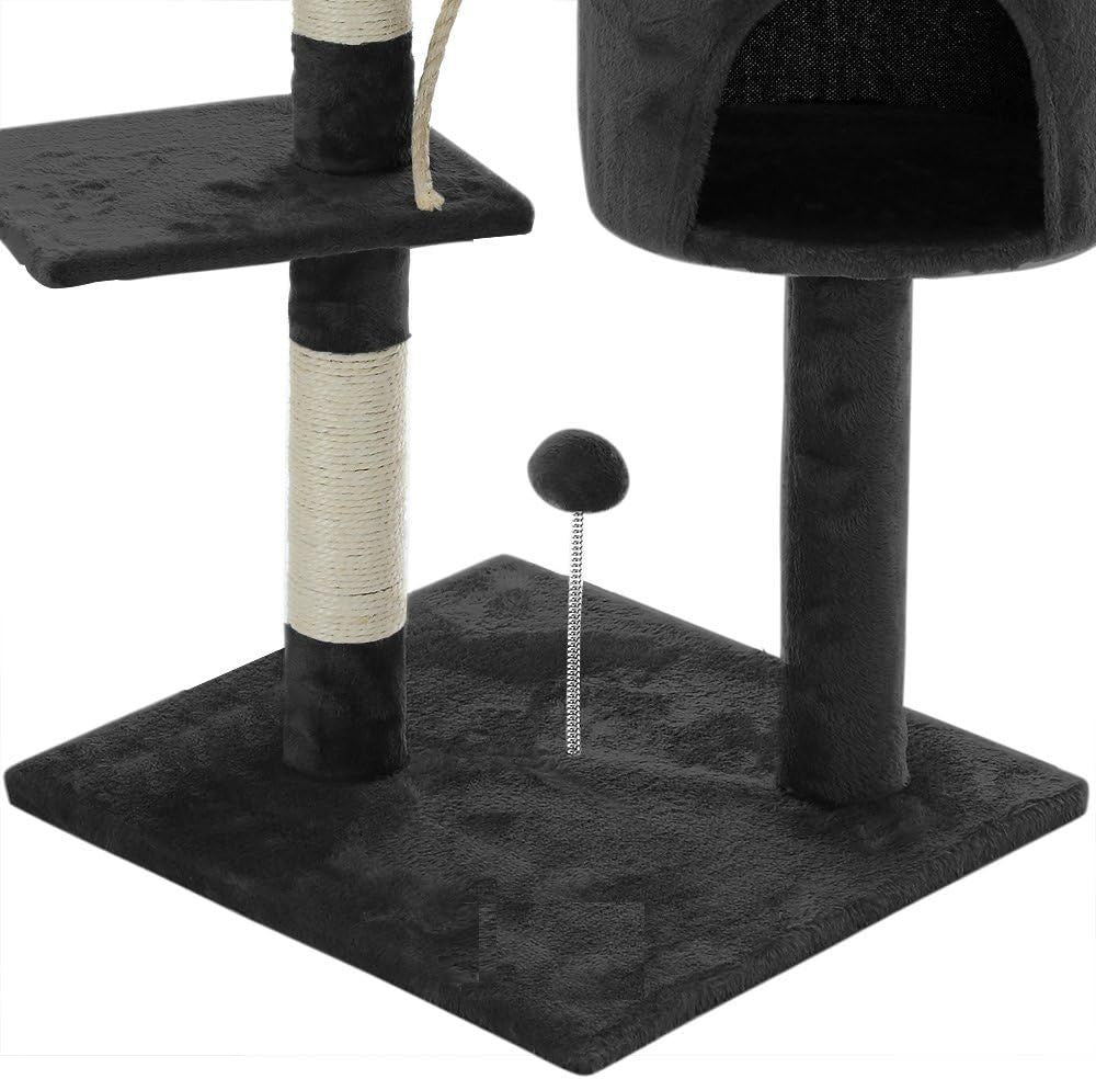 CARLA HOME 140cm Cat Tree for Indoor Cats with Plush Perch, Sisal Scratching Posts & Condo for Kittens & Adult Cats (Dark Grey)