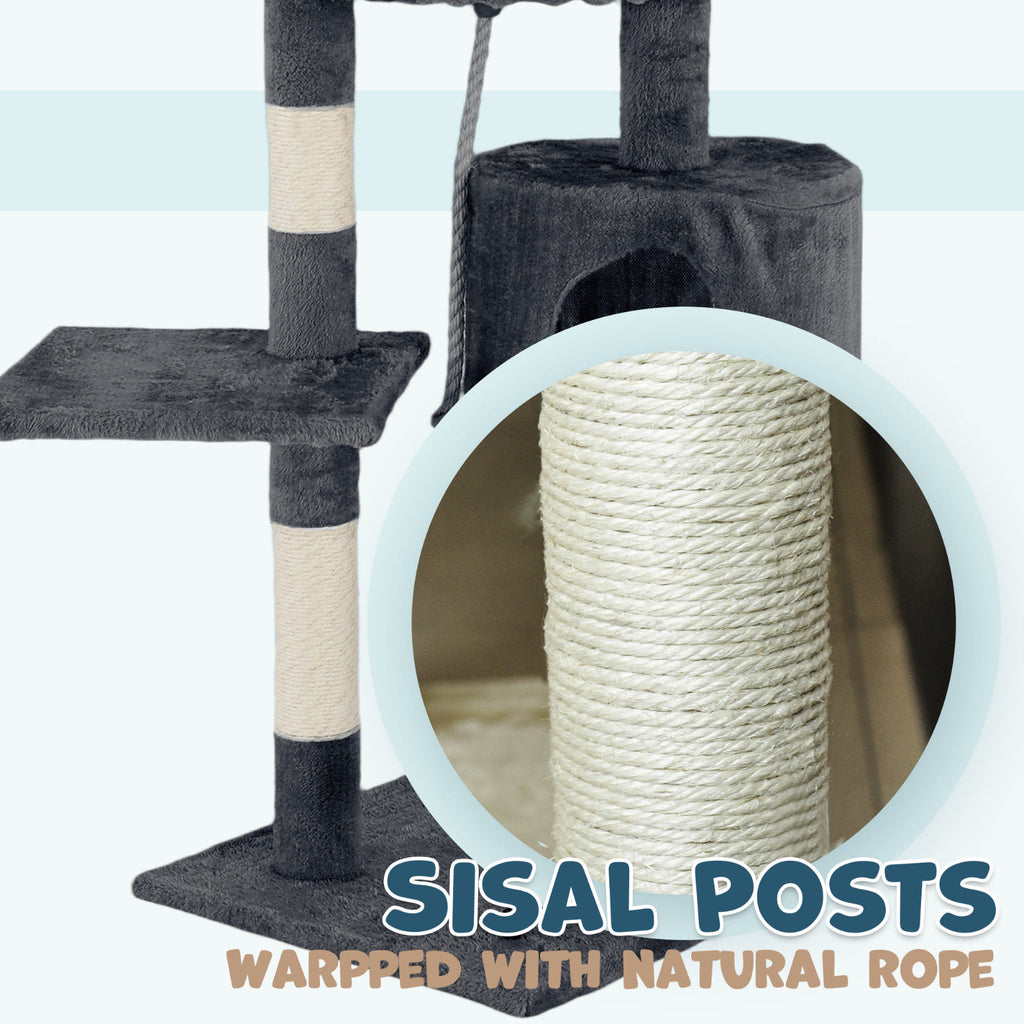Cat Tower Tree Scratching Post Dark Grey Condo 112cm