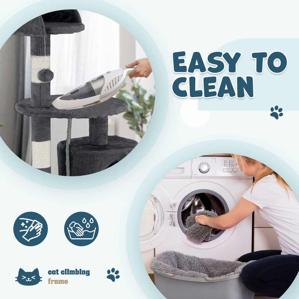 Cat Tower Tree Scratching Post Dark Grey Condo 112cm
