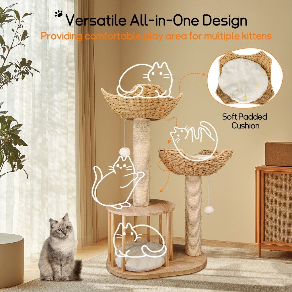 Cat Tree Tower Large Scratching Post Condo Basket Activity Center