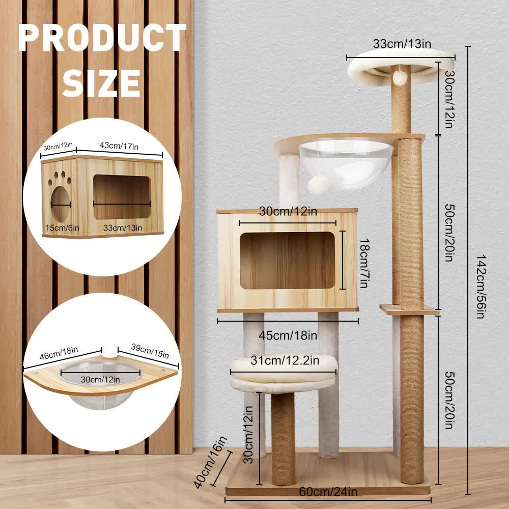 VaKa 1.42M Cat Tree Tower Scratching Post Scratcher Cats Condo House Bed Furniture