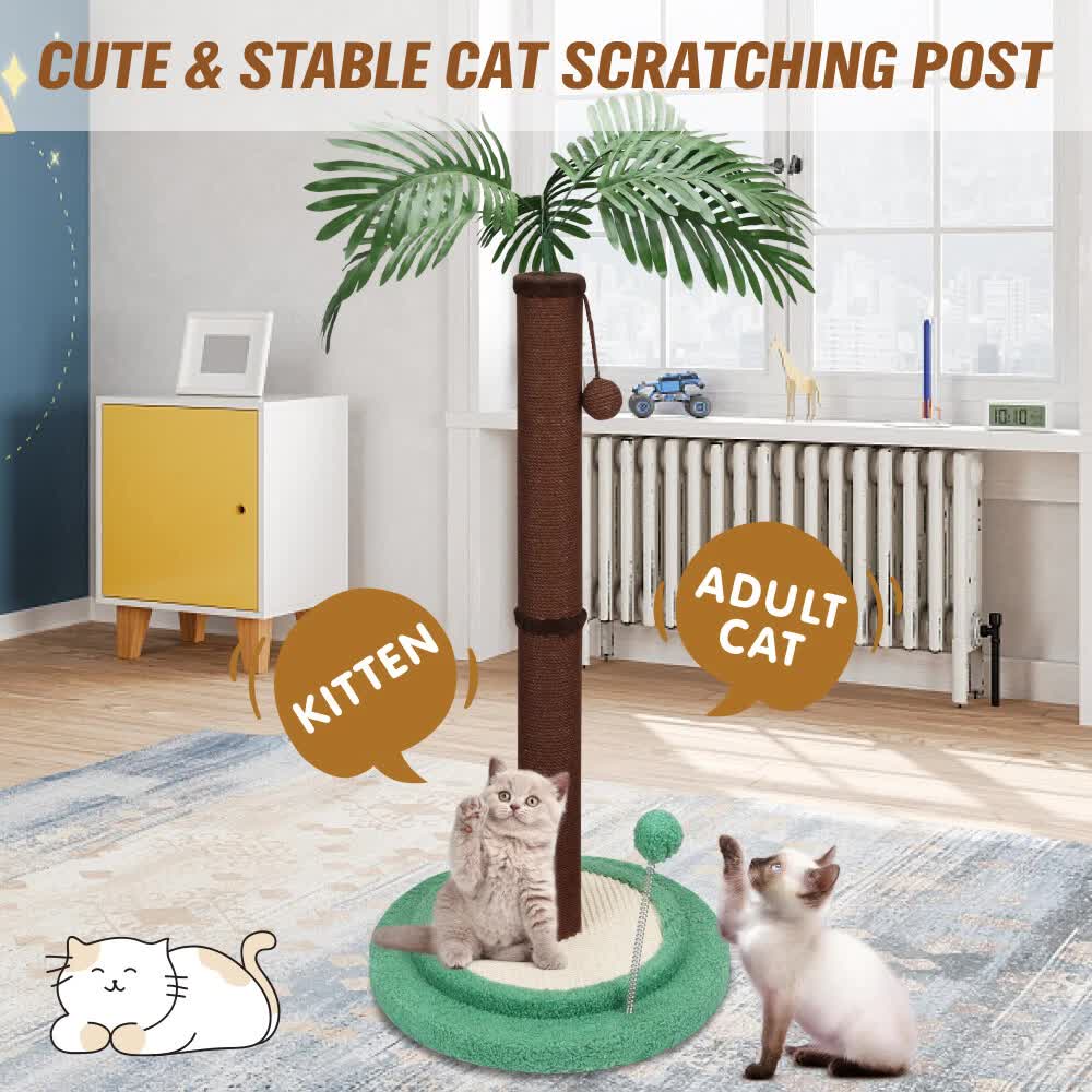 VaKa Cat Tree Scratching Post Large Palm Tree Cat Post Dangling Balls Cat Toy