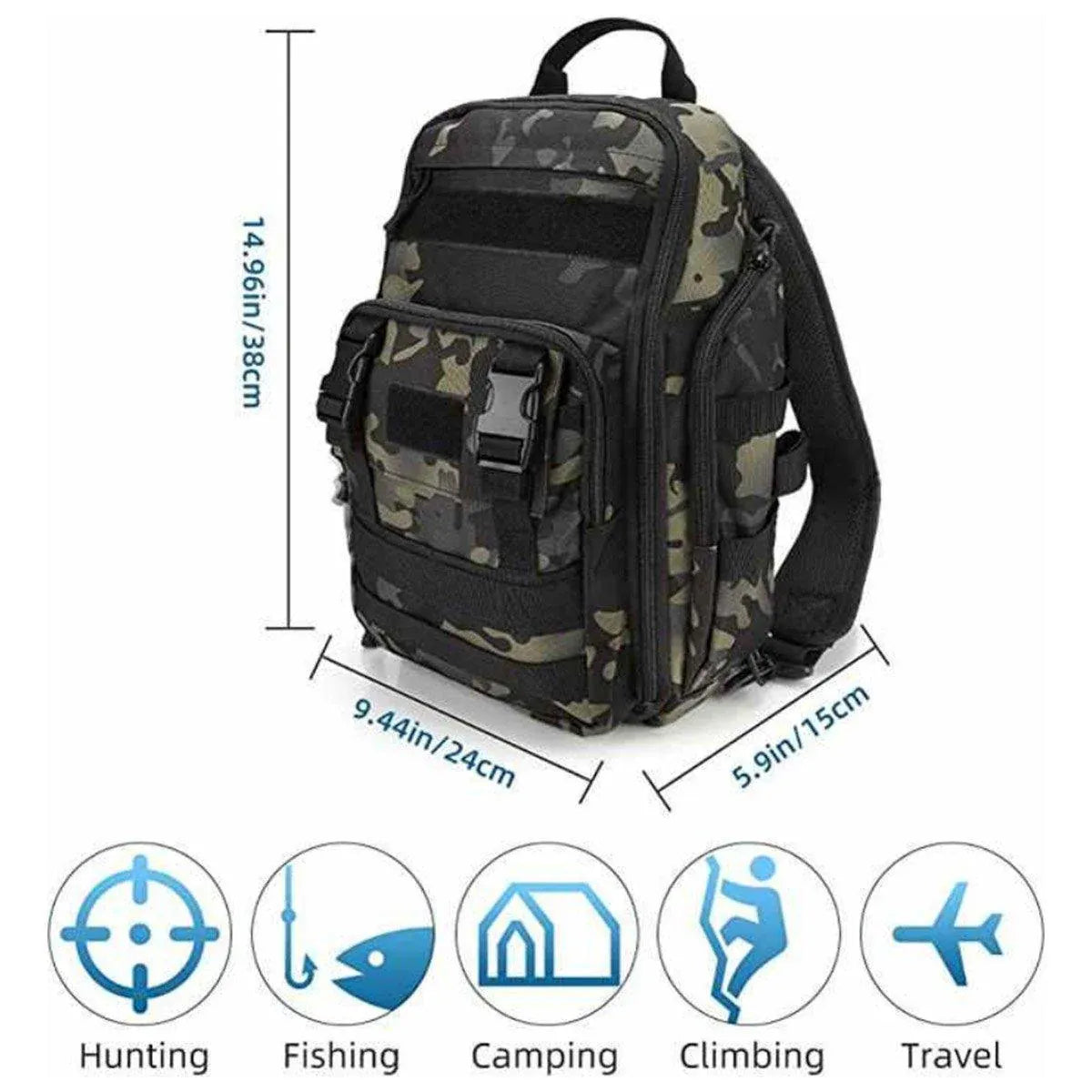 Fishing Tackle Backpack Storage Bag Shoulder Fishing Gear Bags Outdoor Backpack - Black