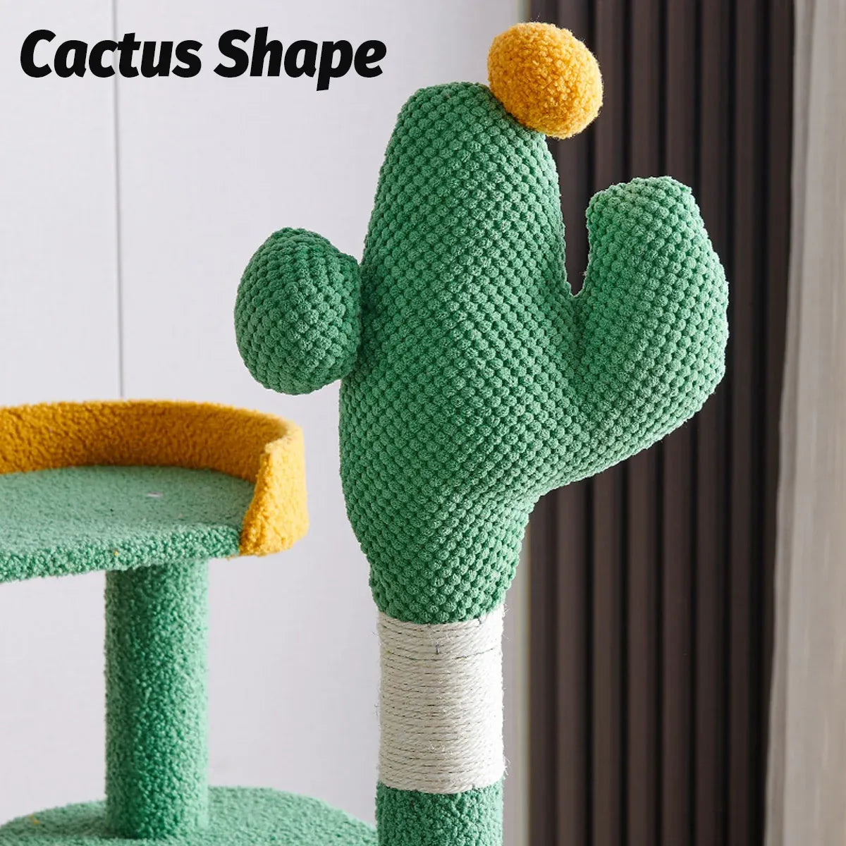 Cactus Shape Cat Tree Climbing Tower Scratching Board Nest for Kitten Play Rest