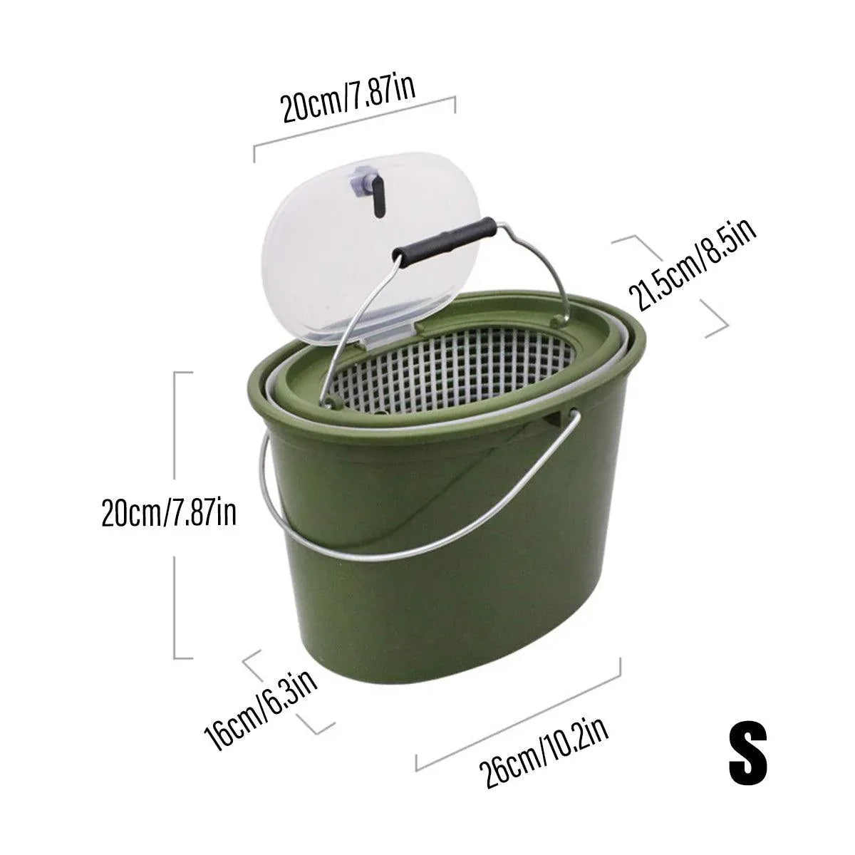 Portable Double Live Fish Bucket Breathable Fish Storage Container for Fishing - S