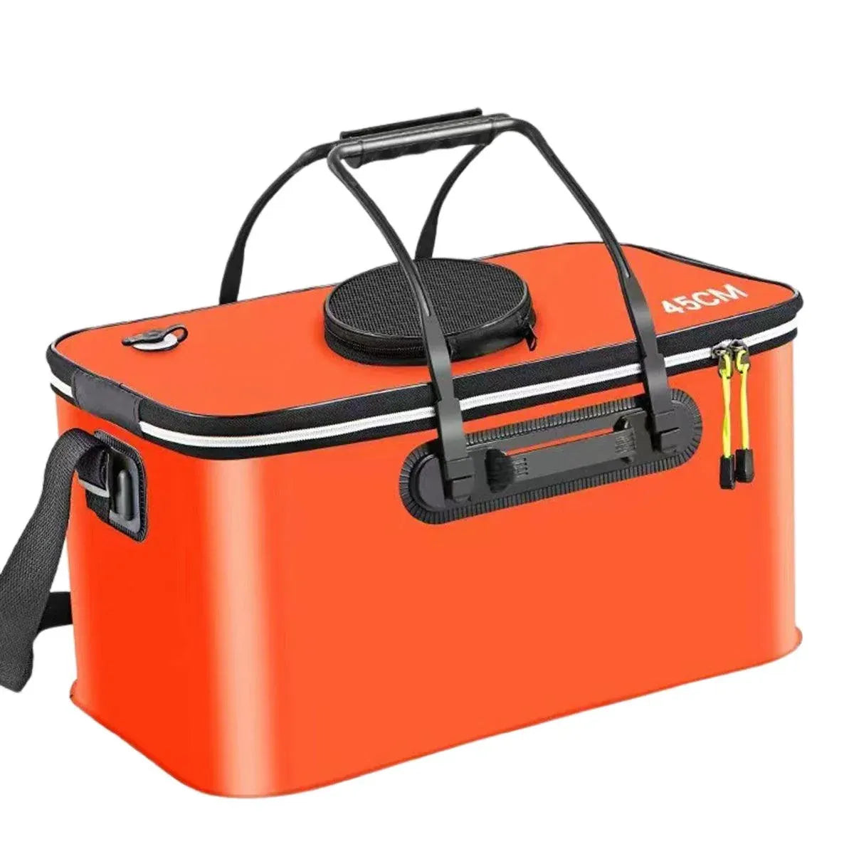 Portable Folding EVA Fishing Bucket Multi Use Live Fish Container with Strap - Orange-45cm