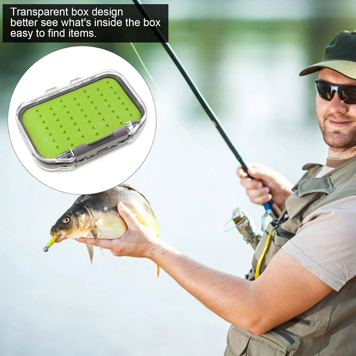 Fly Fishing Hook Box Portable for Fishing Fly Bait Hair Hook Secure Storage