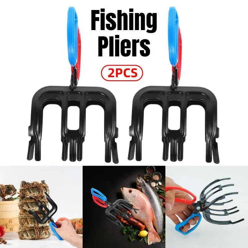 2pcs Fish Clamp Control Pliers Triple Teeth Fish Grabber Fishing Accessories