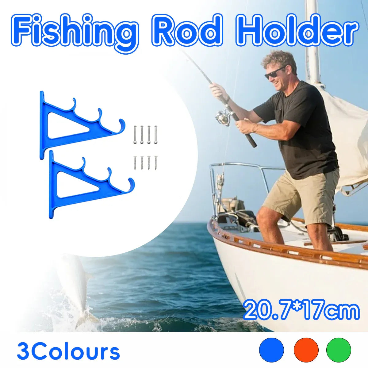 Fishing Rod Holder 3 Rod Capacity Durable for Offshore Kayak Surf - Green