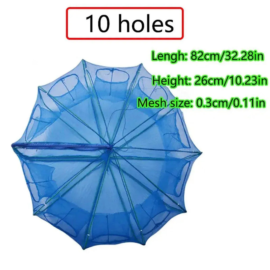 6/8/10 Holes Fishing Net Small Foldable Square Folding Shrimp Eel Lobster Trap - 8Holes