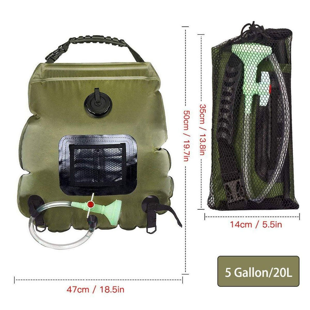 20L Camp Shower Bag Solar Heat Water Pipe Portable Camping Hiking Travel Outdoor