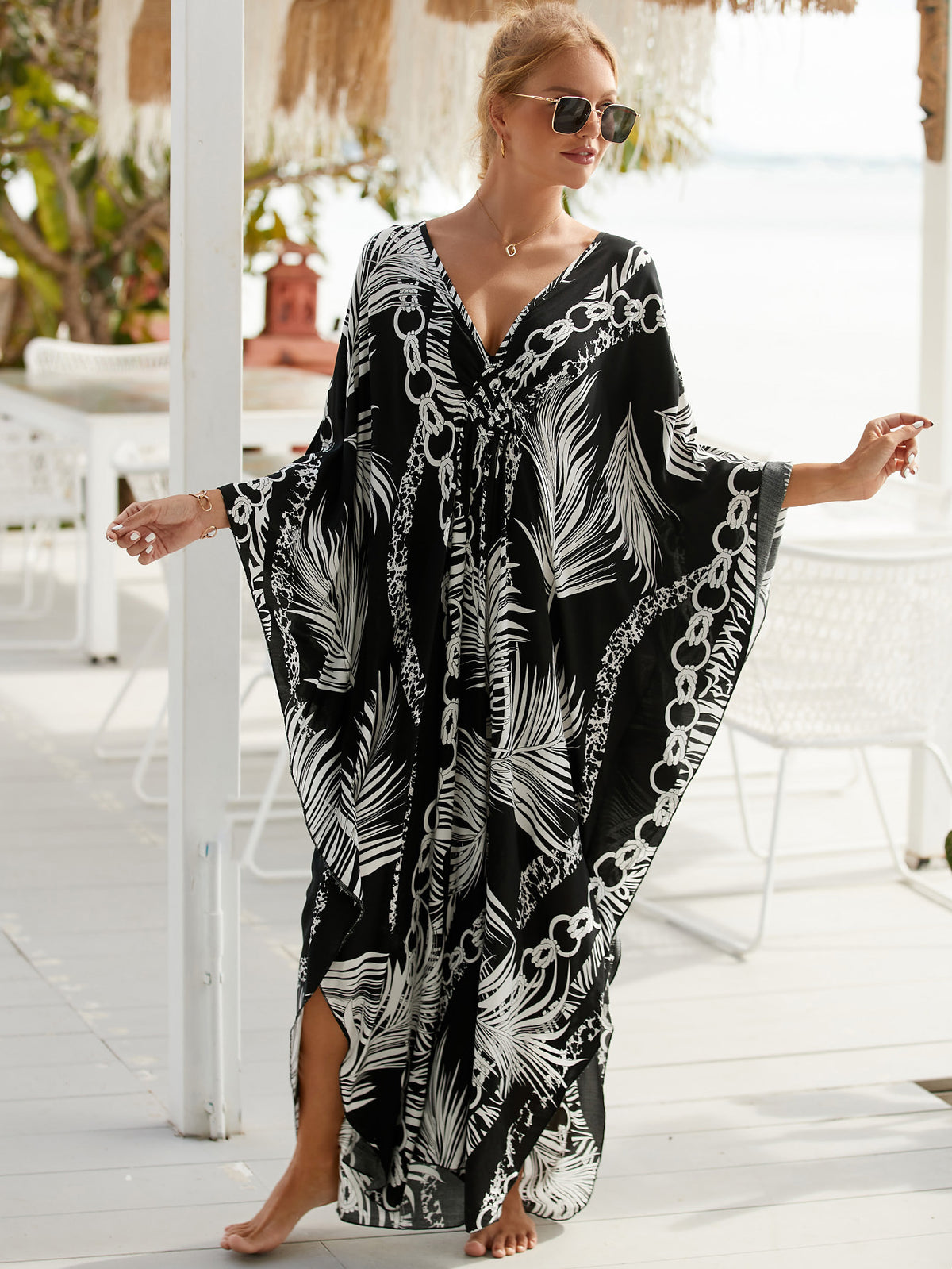 Style 6 Loose Fit Caftan Dress - Resort Style Beach Coverup for Women