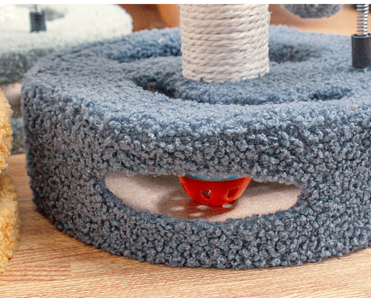 Yellow And Pink Sunflower Cat Scratching Post - 35cm Sisal Cat Tree with Plush Toys for Small Cats