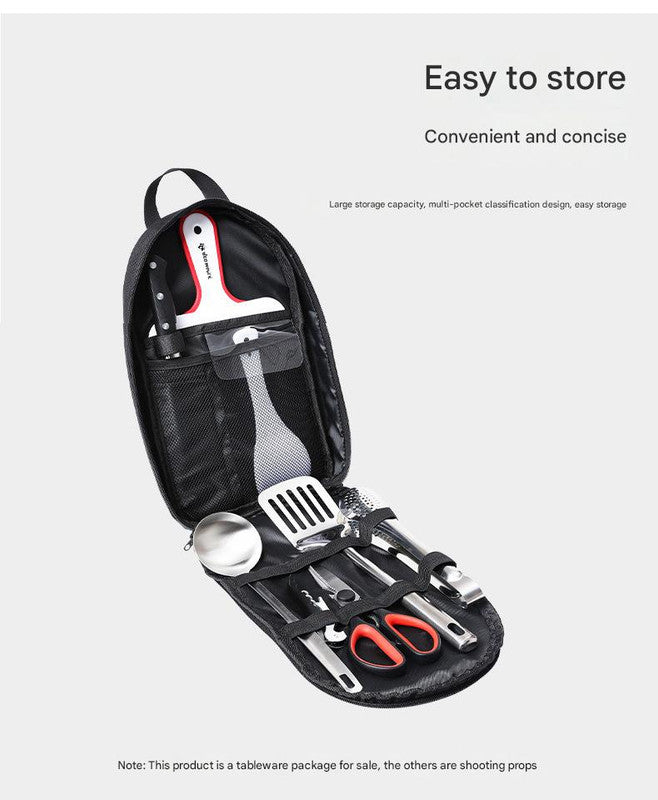 Portable Kitchen Utensil Storage Bag - Lightweight Organizer for Camping and Outdoor Cooking, Black