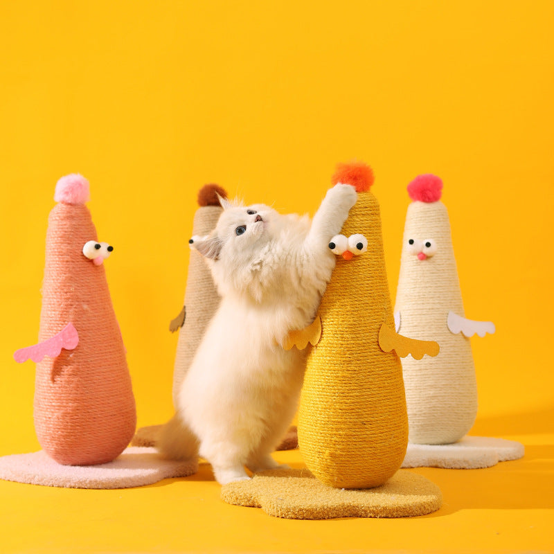 Pink Adorable Chick Cat Scratching Post - Durable Sisal Rope Scratcher Toy for Cats & Kittens
