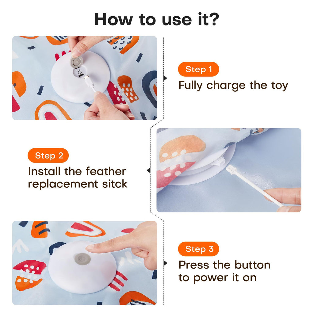 Yellow Rechargeable Interactive Cat Toy with Moving Concealed Feathers & Squeaky Mouse – Touch Activated Exercise Toy
