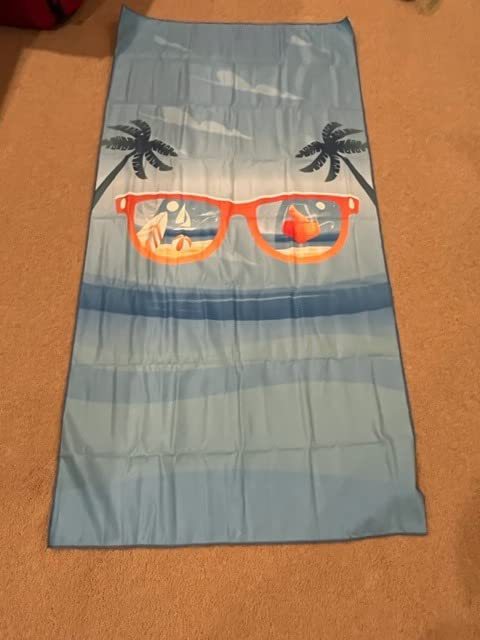 Sand Free Microfibre Beach Towel - "Hello Summer" Pool Print Quick Dry Travel Towel 80x160cm - Lightweight Absorbent for Beach, Swimming & Camping