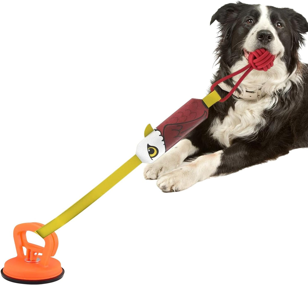 Eagle-shaped Tug-of-War Dog Toy with Suction Cup & Chew Rope Knot - Interactive Squeaky Molar Toy for Puppies & Small Dogs