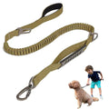 Khaki Heavy Duty Elastic Bungee Dog Leash | Anti-Pull Safety Shock Absorber | Multi-Functional Training Lead for Medium to Large Dogs