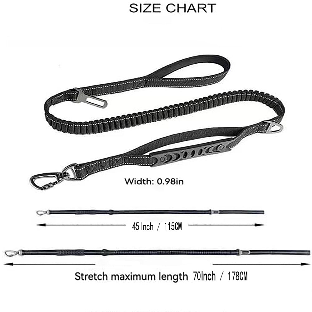 Rose Red Heavy Duty Elastic Bungee Dog Leash | Anti-Pull Safety Shock Absorber | Multi-Functional Training Lead for Medium to Large Dogs