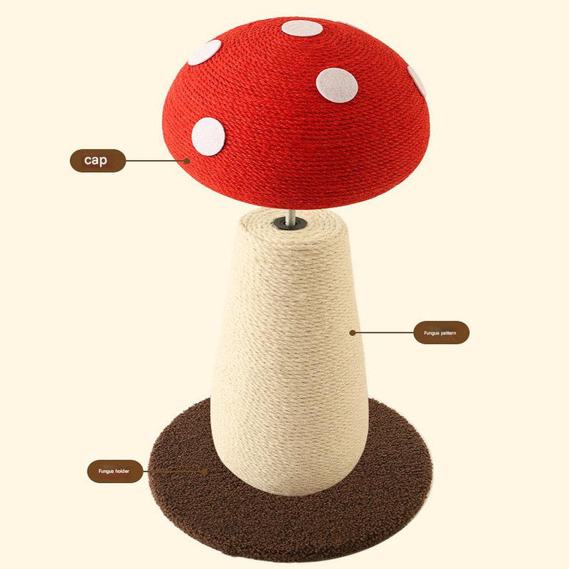 Red Mushroom Cat Tree with Sisal Scratching Post – Large Vertical Cat Climber with Hanging Toys, Indoor Cat Furniture, 500 x 350mm