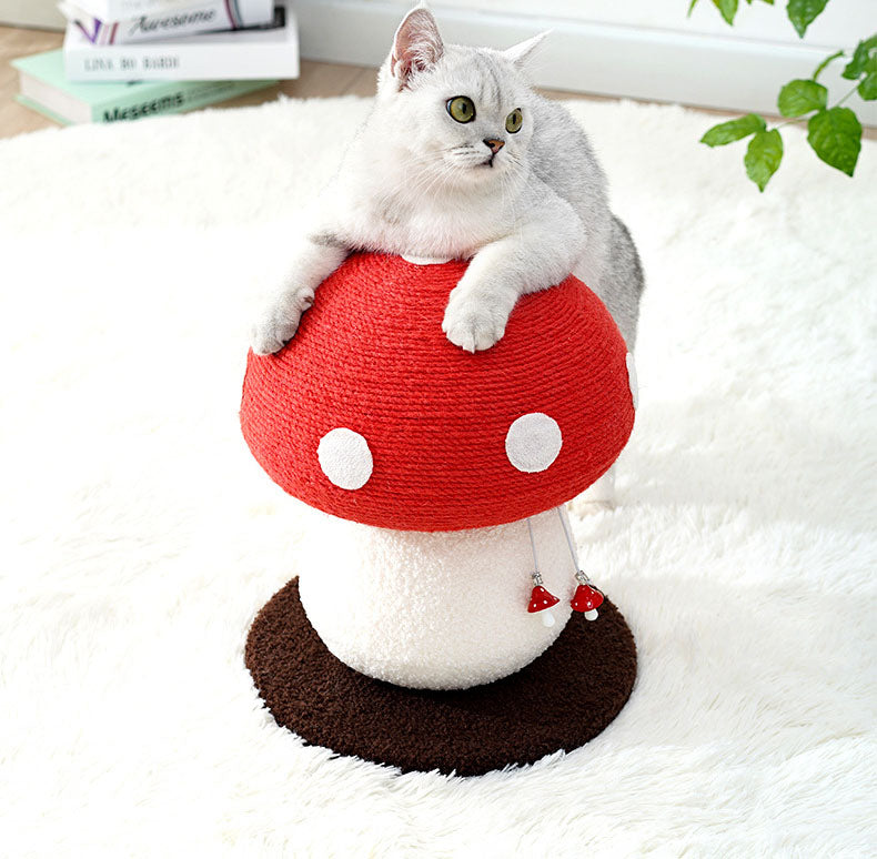Brown Mushroom Cat Tree with Sisal Scratching Post – Large Vertical Cat Climber with Hanging Toys, Indoor Cat Furniture, 500 x 330mm