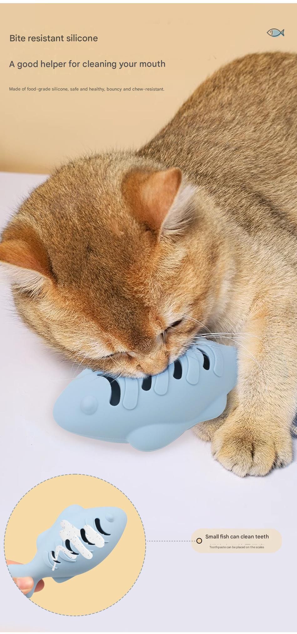 2-Piece Green Fish-Shaped Silicone Cat Toy with Catnip – Interactive Dental Care & Hairball Relief, BPA-Free Food-Grade