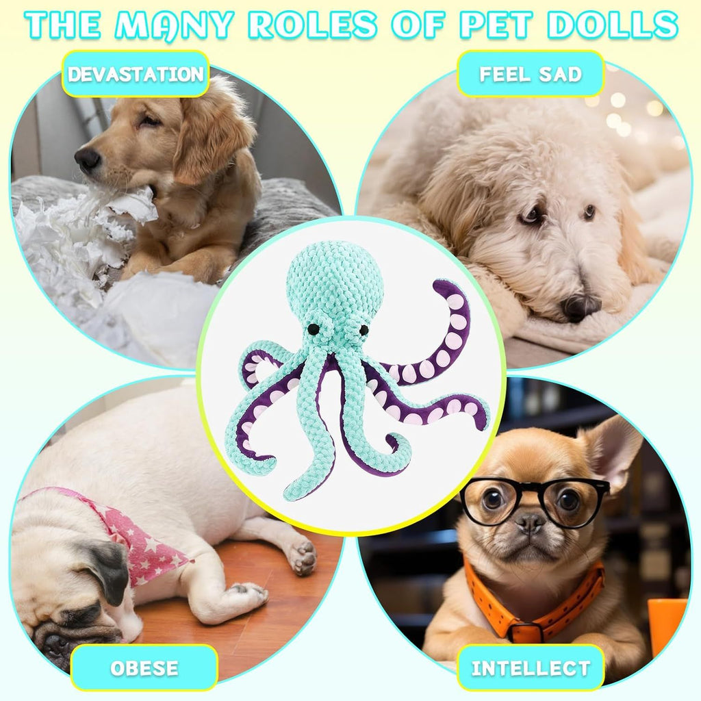 2-Pack Yellow Plush Octopus Dog Toys with Squeaker – Interactive Chew Toy, Durable Teeth-Cleaning & Boredom Relief, 35cm