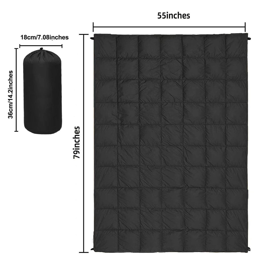 200x140cm Blue Large Outdoor Camping Imitation Silk Cotton Wearable Warmth Blanket, Quilted Poncho Shawl Throw with Storage Bag, Lightweight Warm Camping Quilt for Camping Travel Home Use